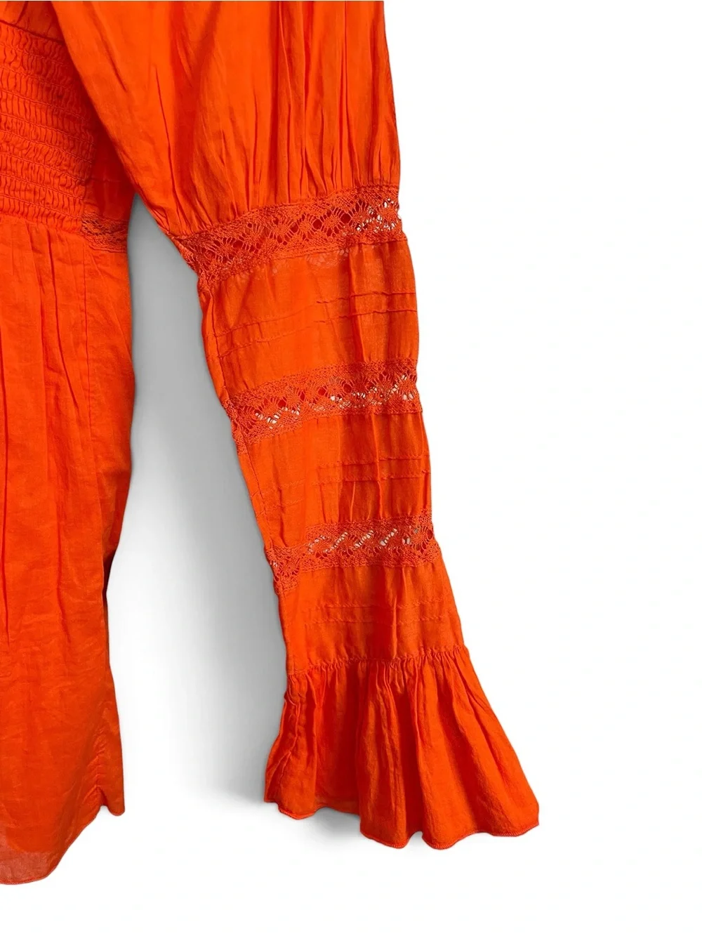 NEW Free People Boho clementine Orange Long-Sleeve lace Mini Dress size 8